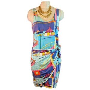 Vintage 1990's KEN DONE ART & DESIGN Bodycon Wrap Dress Mini SZ M